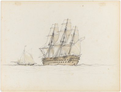 Navio e barco a vela, da Coleção Brasiliana Iconográfica