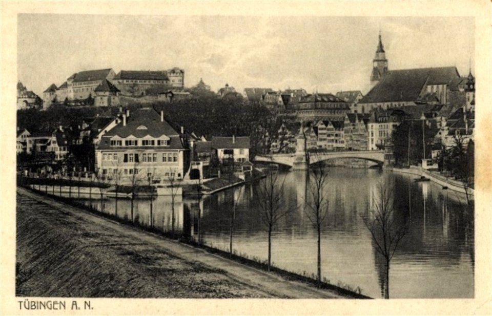 Neckar bei der Steinlachmündung (AK 76475 Gebr. Metz 1914)