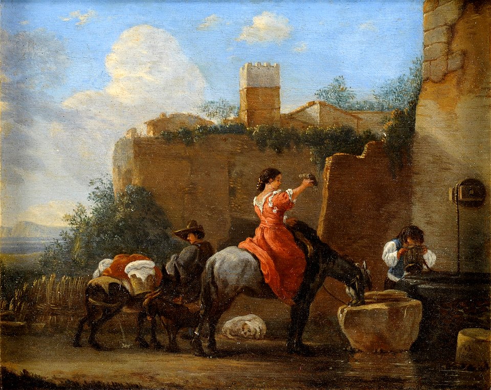 NB Reisende an einem Brunnen 1663