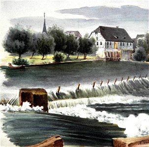 Neckargröningen 1838 - Aquarell von General Eduard von Kallee