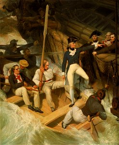 Nelson boarding a captured ship, 20 November 1777 RMG BHC0421