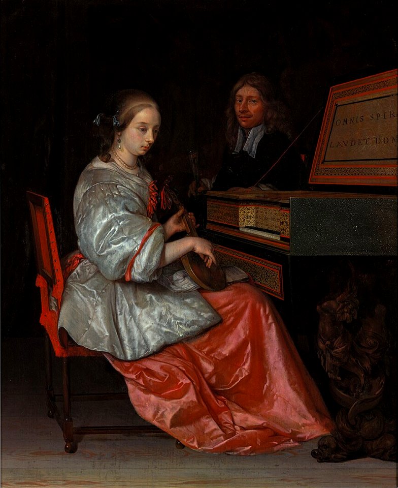 Femme au virginal, un cistre sur les genoux - Eglon Van der Neer