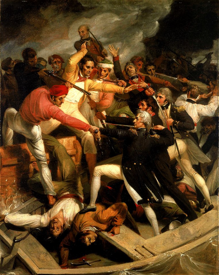 Nelson in conflict with a Spanish launch, 3 July 1797 RMG BHC2908