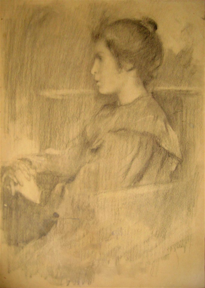 Nena asseguda de perfil - Joan Brull i Vinyoles (1863-1912)