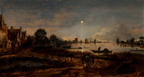 Riviergezicht bij maanlicht Rijksmuseum SK-A-3245