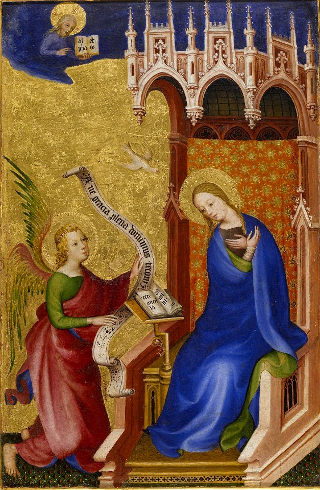 Netherlandish - Two Panels depicting the Annunciation, Baptism of Christ and Crucifixion from the Antwerp-Baltimore Quadriptych - Walters 371683 (2)