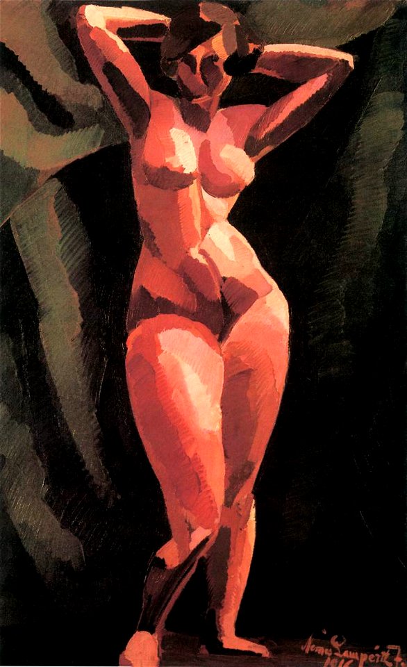 Nemes Lampérth József painter Standing Female Nude, Facing 1916