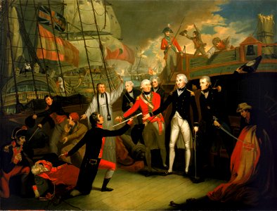 Nelson Receiving the Surrender of the 'San Josef' at the Battle of Cape St Vincent, 14 February 1797 RMG BHC0493