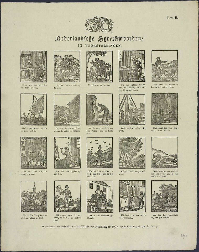 Nederlandsche spreekwoorden, in voorstellingen-Catchpenny print-Borms 0379