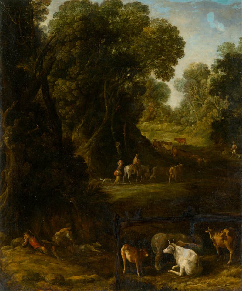Nemecký maliar okolo roku 1700 - Forest Interior with Travellers and Cattle Herdsmen - O 2415 - Slovak National Gallery