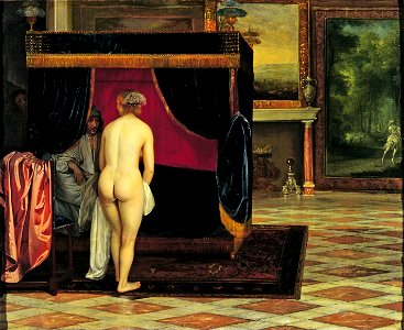 Eglon Hendrik van der Neer - Kandaules’ Wife Discovering the Hiding Gyges - Google Art Project