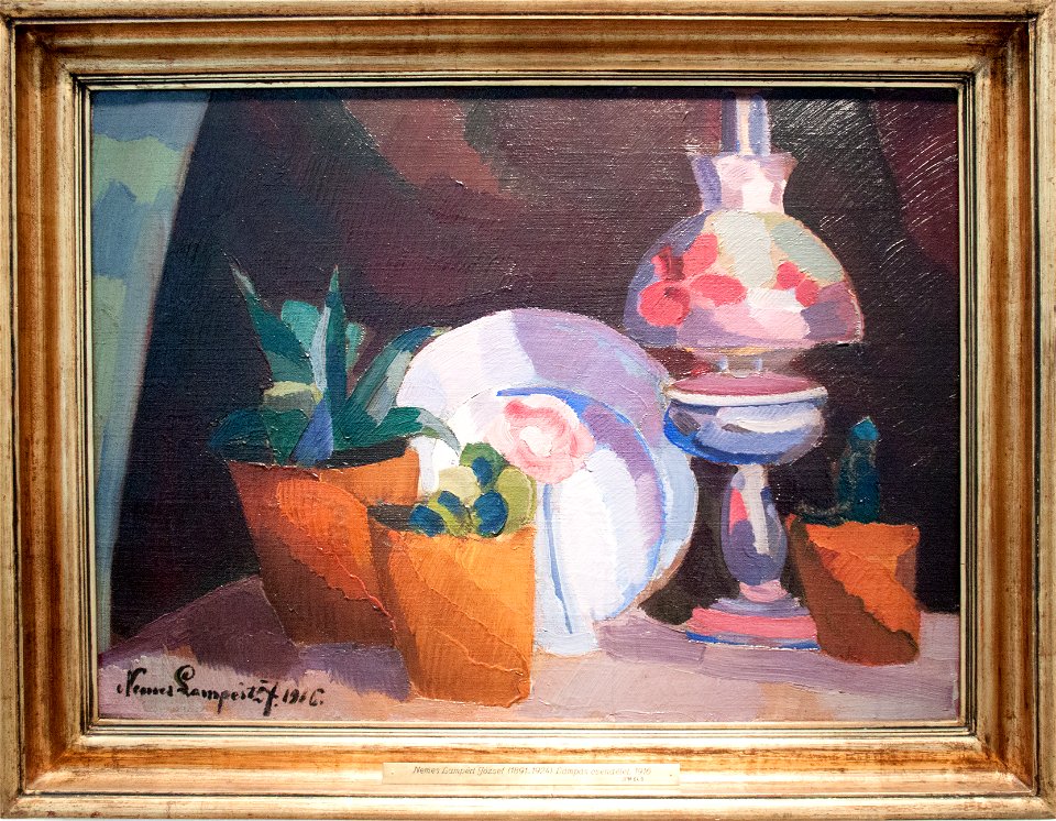 Nemes Lampérth - Still life with lamp; with frame