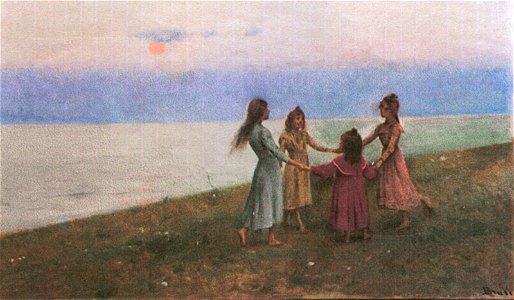 Nenes ballant a costat del mar - Joan Brull i Vinyoles (1863-1912)