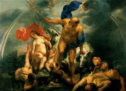 Neptunus en Amphitrite in de storm - Jordaens. Free illustration for personal and commercial use.