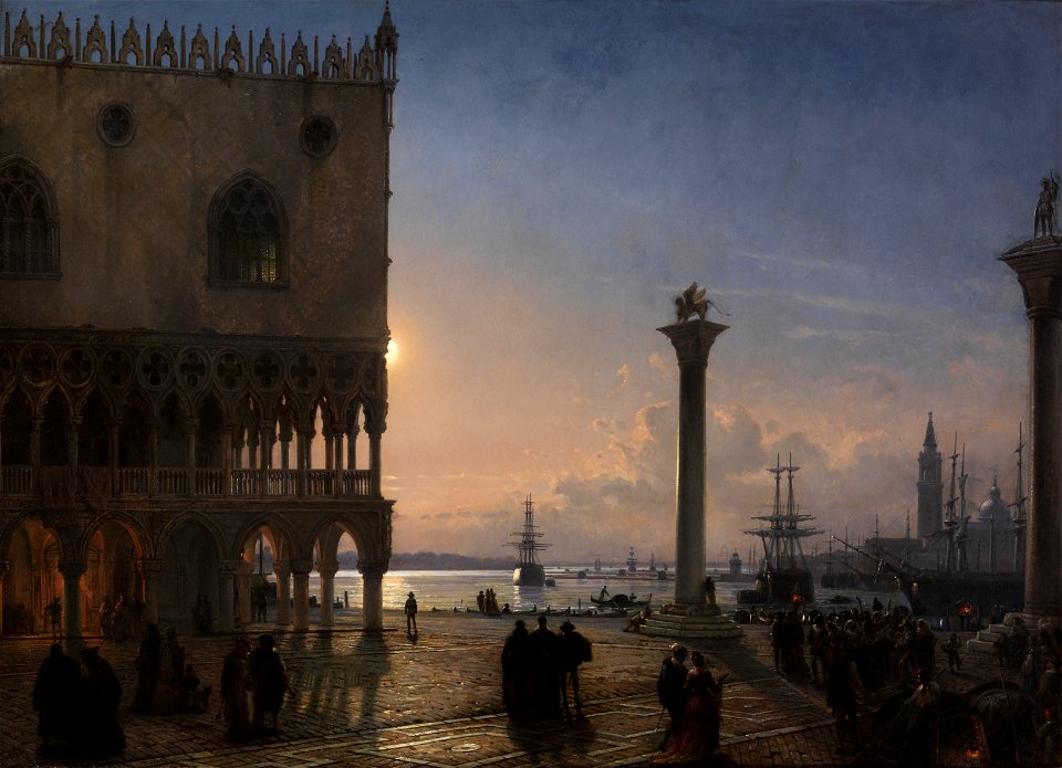 Friedrich Nerly - Piazza San Marco in Venedig bei Mondlicht (1871)