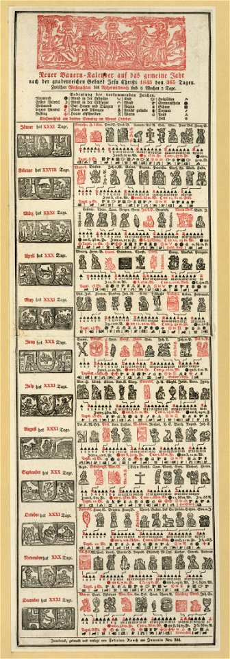 Neuer bauern - kalender auf das gemeine jahr nach de gnadenreichen geburt Jesu Christi 1843 von 365 tagen LCCN2006680126