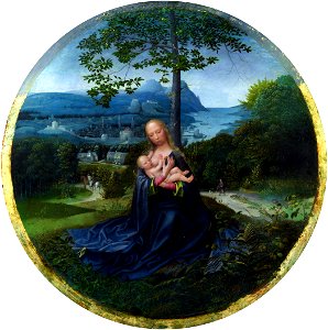 Netherlandish Master - The Virgin and Child in a Landscape (London). Free illustration for personal and commercial use.