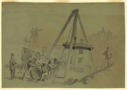 Negroes mounting Cannon in the works for the attack on Ft. Sumter 1861- Morris Island LCCN2004661246