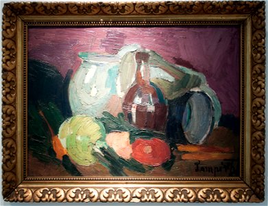 Nemes Lampérth - Still life in the kitchen, with frame