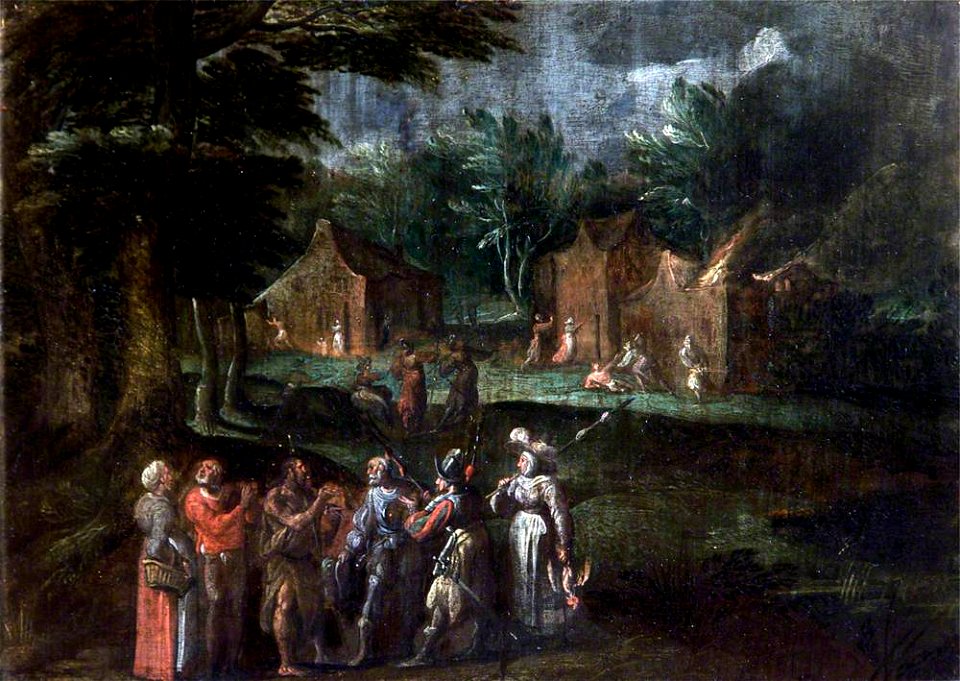Netherlandish School - A Prophet with Refugees Fled from a Village Pillaged by Soldiers - 1257123 - National Trust