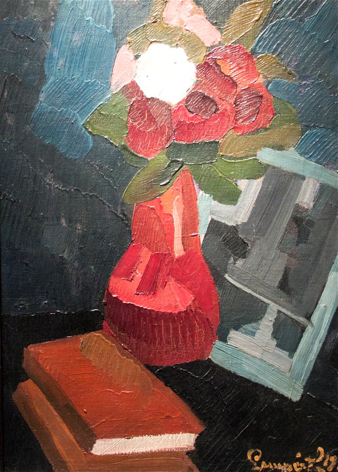 Nemes-Lampérth - Still-life of flowers with books