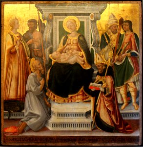 Neri di Bicci - La Vierge et l'enfant avec six saints. Free illustration for personal and commercial use.