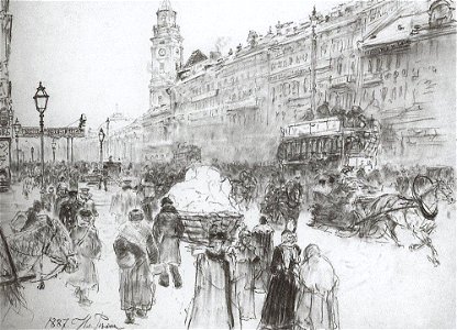 Nevsky Prospekt by Repin. Free illustration for personal and commercial use.