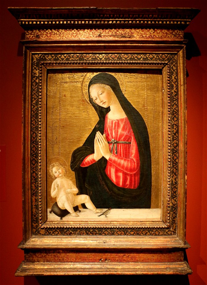 Neroccio de' landi, madonna col bambino e un cardellino, 1490 ca. 01