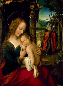 Netherlandish School - Rest on the Flight into Egypt - Google Art Project. Free illustration for personal and commercial use.