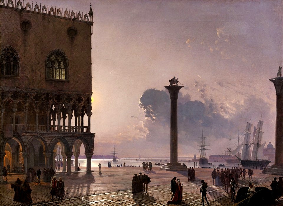 Friedrich Nerly - Piazzetta di San Marco bei Mondschein (1849)