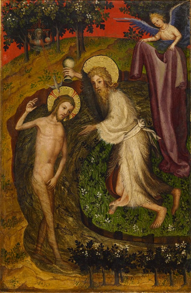 Netherlandish - Two Panels depicting the Annunciation, Baptism of Christ and Crucifixion from the Antwerp-Baltimore Quadriptych - Walters 371683 (2) (3)