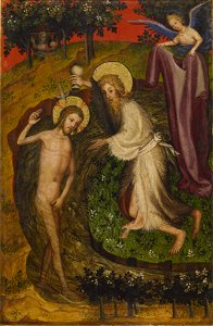 Netherlandish - Two Panels depicting the Annunciation, Baptism of Christ and Crucifixion from the Antwerp-Baltimore Quadriptych - Walters 371683 (2) (3)