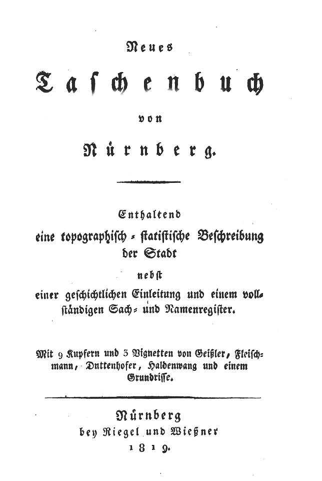 Neues Taschenbuch von Nürnberg, Erster Theil, Titelblatt