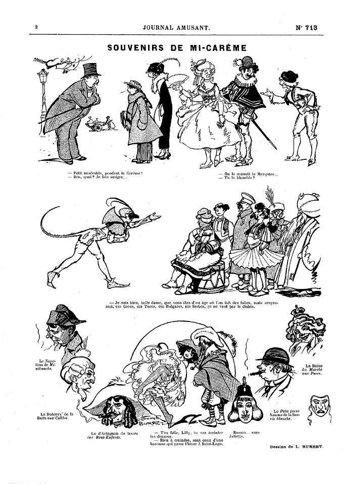 Mi-Carême 1913 - Dessins de Burret - Le Journal amusant - 22 février 1913