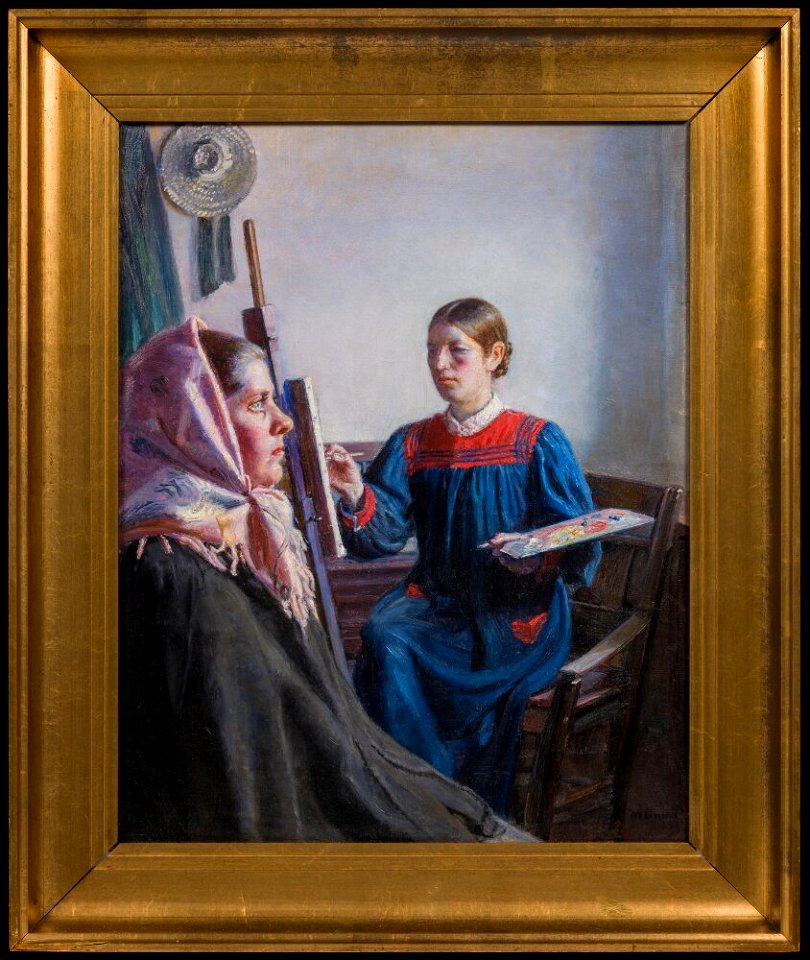 Michael Ancher - Anna Ancher Painting a Model - NM 7440 - Nationalmuseum