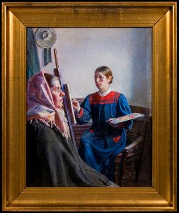 Michael Ancher - Anna Ancher Painting a Model - NM 7440 - Nationalmuseum