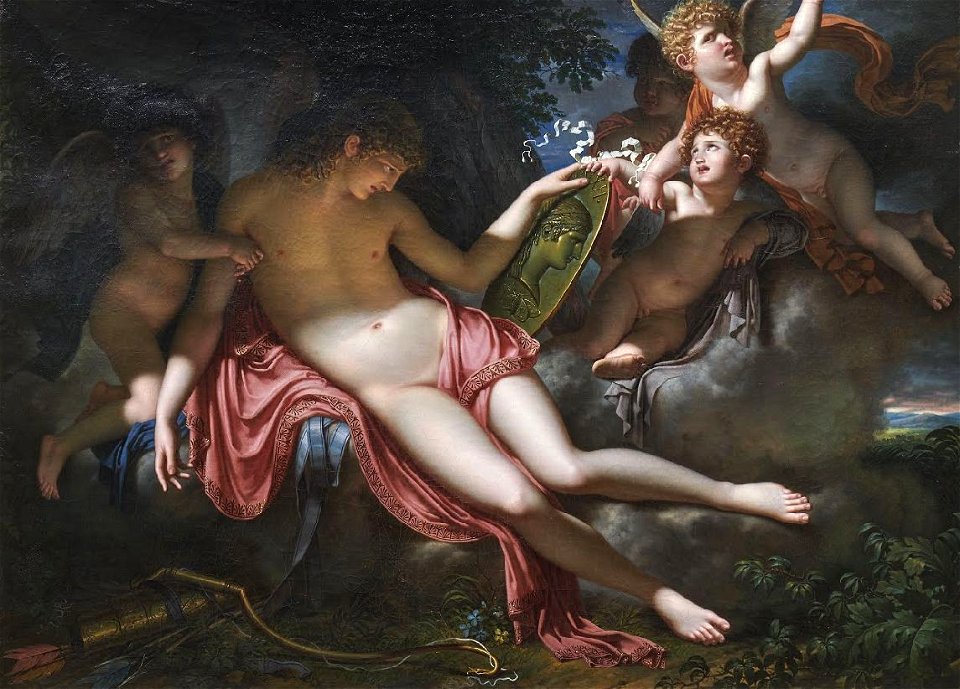 Meynier, Charles — L'Amour adolescent pleurant sur le portrait de Psyché qu'il a perdue — 1792