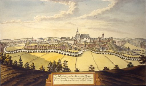 Neustadt an der Metau ( böhm. Nowy-Miesto Hradisstie nad Methugi ) im Koeniggraetzer Kreise. Aufgenommen im Jahre 1800 von Joann. Venuto
