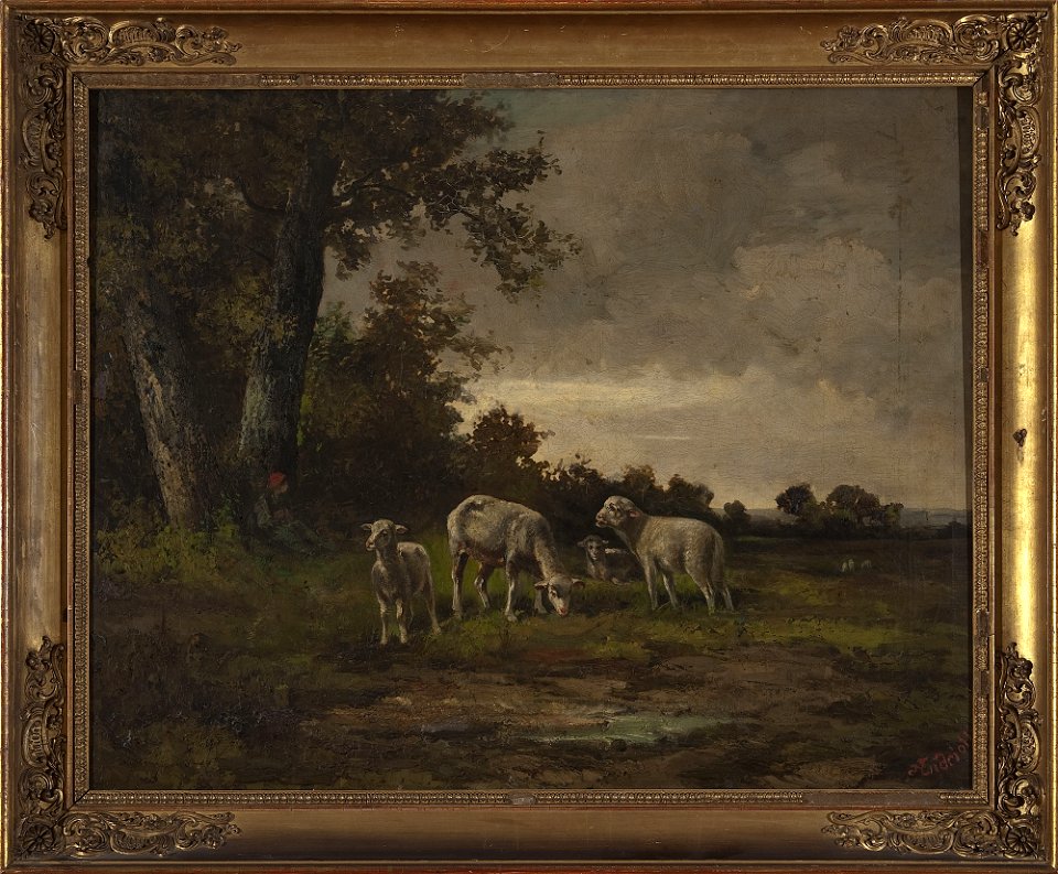 Michał Elwiro Andriolli - Sheep in the meadow at the forest edge - MP 3224 MNW - National Museum in Warsaw