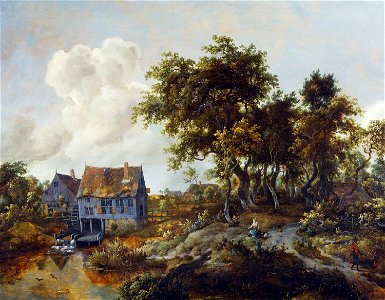 Meyndert Hobbema (Amsterdam 1638-Amsterdam 1709) - A Watermill beside a Woody Lane - RCIN 404577 - Royal Collection