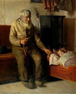 Michael Ancher - Blind Kristian minding a child - Google Art Project. Free illustration for personal and commercial use.