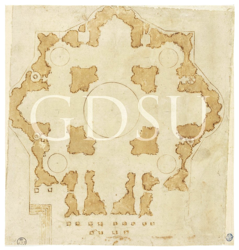 Michelangelo - inv. 174 S, Pianta della basilica di San Pietro a Roma - attribuzione tradizionale