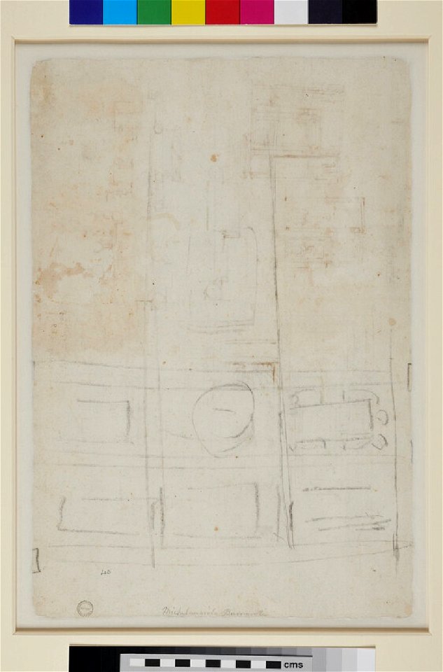 Michelangelo - Recto Elevation and Plans for a Double Medici Tomb, WA1846.54