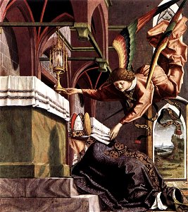 Michael Pacher - Altarpiece of the Church Fathers - Vision of St Sigisbert - WGA16813
