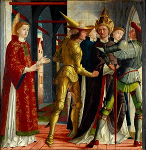 Michael Pacher - Papst Sixtus II. nimmt Abschied vom hl. Laurentius - 4836 - Kunsthistorisches Museum