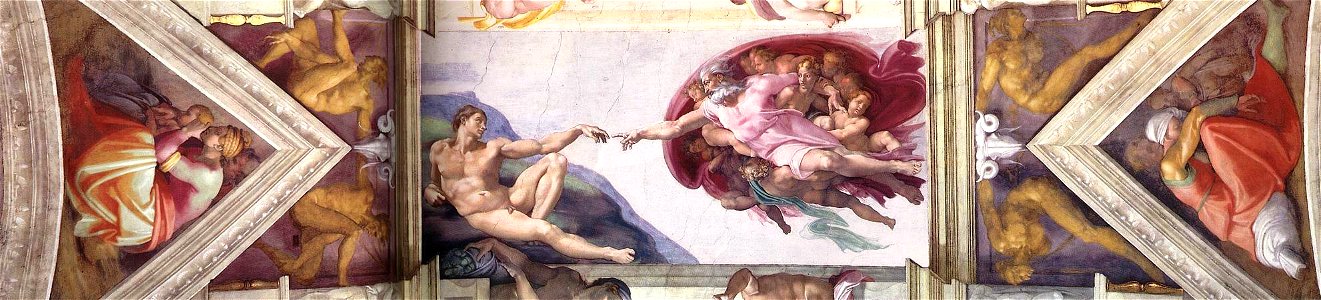 Michelangelo - Sistine Chapel ceiling - bay 4. Free illustration for personal and commercial use.