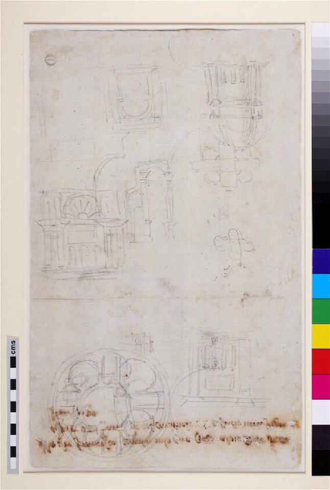 Michelangelo - Verso Sketch showing the Join of the Lantern and Cupola, and other Studies for St Peter's, WA1846.90