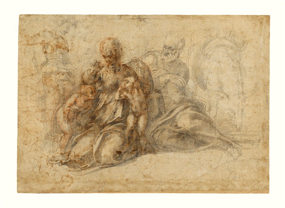 Michelangelo - The Holy Family with the Infant Saint John the Baptist (recto), 93.GB.51, about 1530