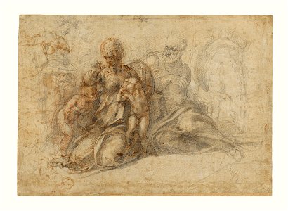 Michelangelo - The Holy Family with the Infant Saint John the Baptist (recto), 93.GB.51, about 1530