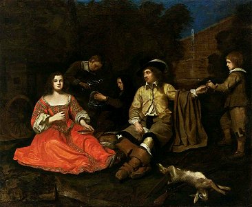 Michael Sweerts - A Hunting Company Resting - WGA22000. Free illustration for personal and commercial use.